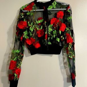 Embroidered Mesh Rose Jacket